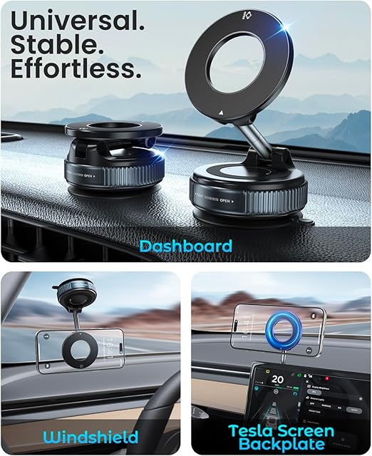 GripMax Magnetic Car Phone Mount – 360° Adjustable MagSafe Suction Holder