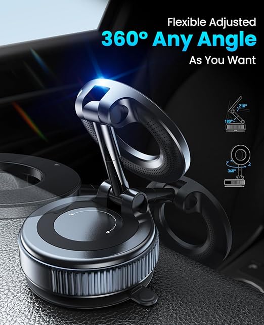 GripMax Magnetic Car Phone Mount – 360° Adjustable MagSafe Suction Holder