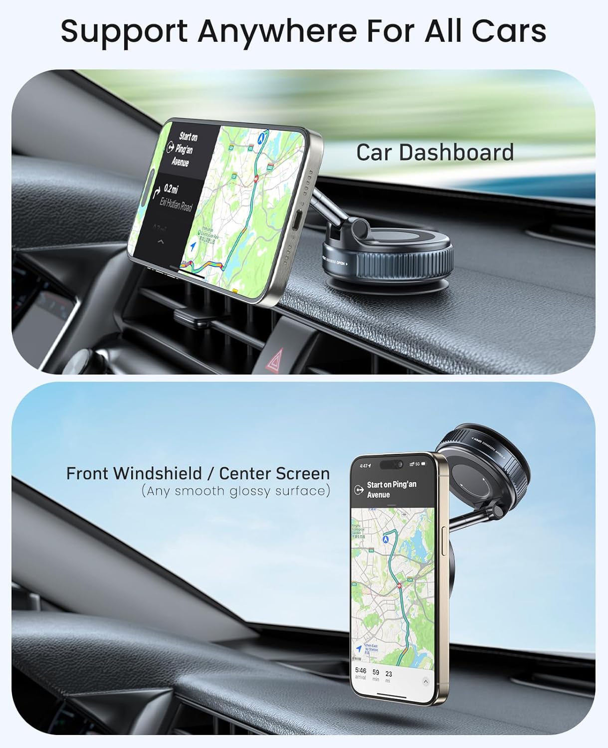 GripMax Magnetic Car Phone Mount – 360° Adjustable MagSafe Suction Holder